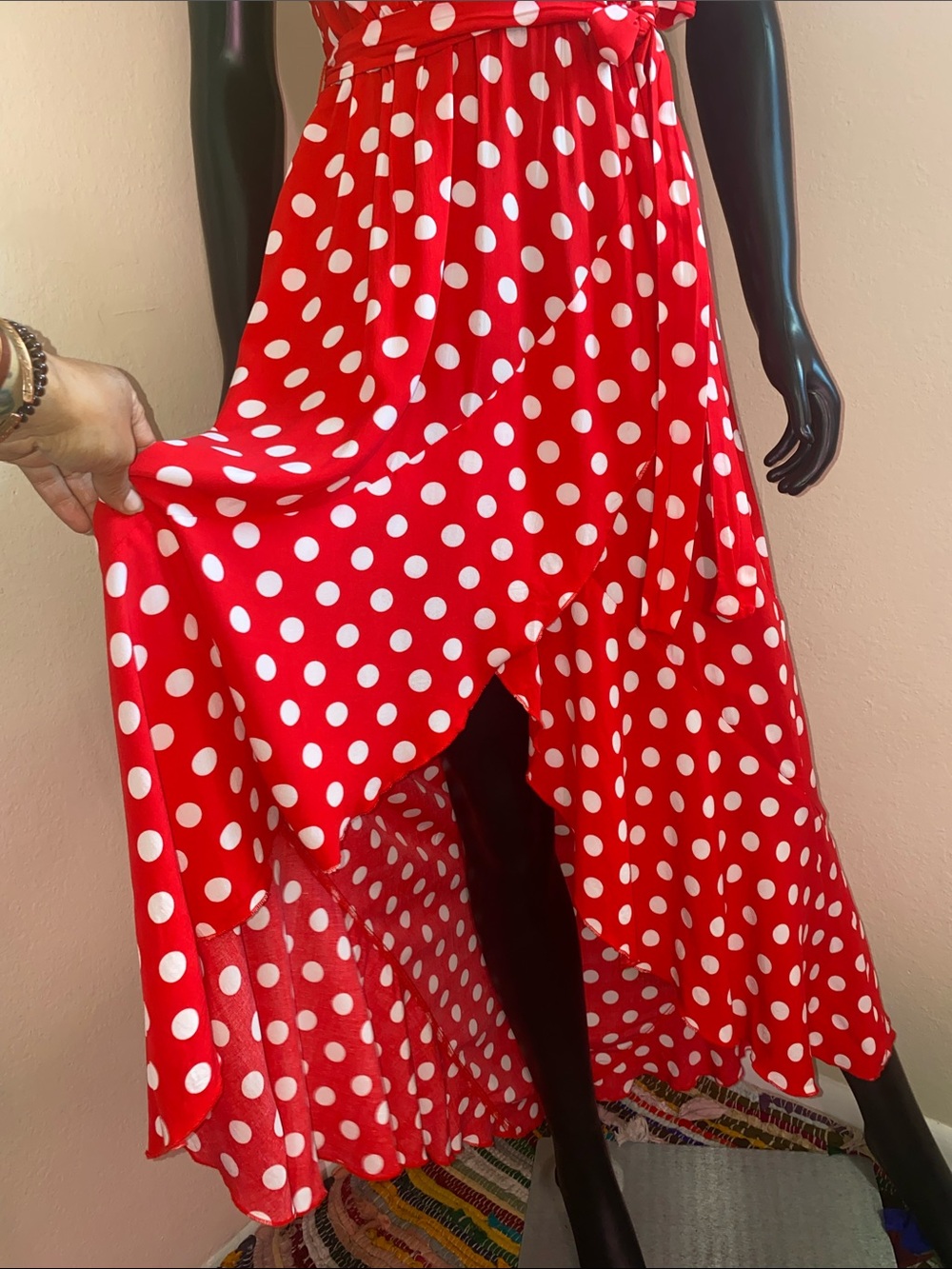 Grecerelle Red Polka Dot Maxi Dress - Picture 4 of 11